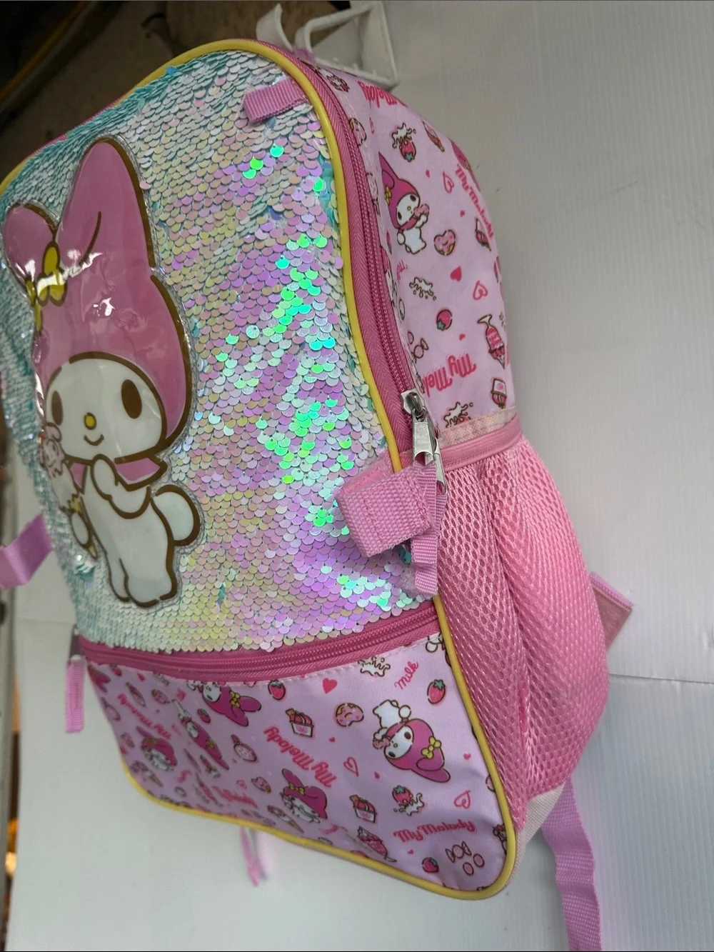Sanrio My Melody Flip Sequin Backpack and Lunch Box Set Pink Good Condition